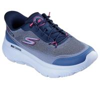 Skechers Go Walk Max Cushioning Hyper Burst Nikita Sneaker da Donna, Navy Tessile Rosa Trim, 40.5 EU