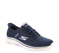 Skechers Go Walk, Vai Passeggiata 7 Valin Donna, Navy Textile/Lavender Trim, 41 EU