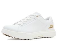 Skechers Drive 6 Arch - Sneaker da donna in pelle, vestibilità comoda, impermeabili, scarpe da golf, bianco/oro, 39.5 EU