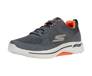 Skechers, Gowalk Arch Fit Idyllic, Sneaker da Uomo, Carbone/Arancione, 12 X-Wide