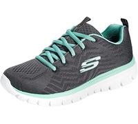 Skechers Graceful Get Connected, Sneaker Donna, Charcoal Mesh / Green Trim, 39.5 EU