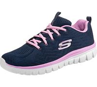 Skechers Graceful Get Connected, Sneaker Donna, Navy Mesh Pink Trim, 37 EU