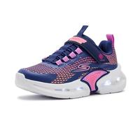 Skechers Kinetic-Lights - Scarpe da ginnastica da bambina, con scomparto nascosto per etichetta localizzatore, Tessuto blu navy/Multi Trim, 11 Little Kid