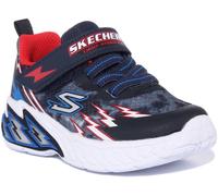 SKECHERS Luce Storm 2.0 Elastico fino Allenatore Ragazzo Scarpe Navy Red UK 4 -