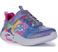 SKECHERS Luci Unicorn Dream Magia Brillantini Scarpe Blu Multi Ragazze UK 1 - 14