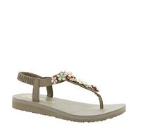 Skechers Meditazione-Vetro Margherite, Infradito Donna, Tortora Multi, 38 EU