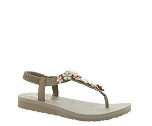 Skechers Meditation-Glass Daisy, Infradito Donna, Taupe Multi, 38 EU