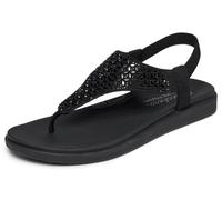 Skechers Meditation Luxe, Sandali Bassi da Donna, con Cappuccio, Decorati con Geo, Nero, Taglia 40