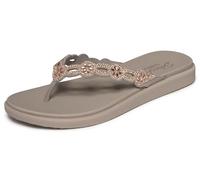 Skechers Meditation Luxe-Strass da Donna Taglio al Laser Sandalo Piatto, Tortora, 39