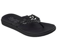 Skechers Meditation Luxe-Strass da Donna Taglio Laser Sandali Piatti, Nero, 36