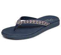 Skechers Meditation - Sandali Bassi da Donna con Decorazioni Floreali Luxe, Blu Navy, 38