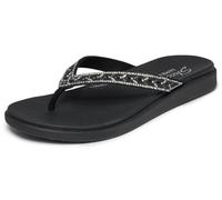 Skechers Meditation - Sandali Bassi da Donna con Decorazioni Floreali Luxe, Nero, 36