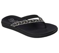 Skechers Meditation - Sandali Bassi da Donna con Decorazioni Floreali Luxe, Nero, 39