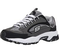 Skechers Mens Cutback 51286 Low Top Lace Up Running, Charcoal/Black, Size 10.5