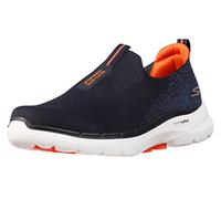 Skechers Gowalk 6-Stretch Fit Slip On Athletic Performance Shoe Scarpe da Passeggio, Blu Navy/Arancione., 45 EU