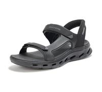 Skechers Men's Hands Free Slip-Ins Go Walk Glide Step 2.0 Quarter Strap Sandal, Black/Black, 9