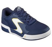 Skechers Men's Viper Court Classic Sneaker, Navy Leather Synthetic Textile Yellow Trim, 39.5 EU