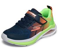 Skechers MICROSPEC Max Velocity - Scarpe da Ginnastica da Ragazzo, in Tessuto Blu Navy, Sintetico/Lime e Bordo Arancione, Taglia 36