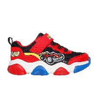 Skechers Mighty Glow 2.0 - Dino-Bolt Sneaker in Rosso/Nero, Taglia 24