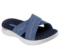 Skechers O- t-g Womens Sandals, Sandalo Go Walk Flex Impresso Donna, Tessuto Blu Navy, 37 EU
