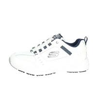 Skechers Oak Canyon Redwick Uomo Formatori, White Leather Synthetic Textile Navy Trim, 41 EU