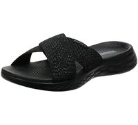 Skechers On-The-Go 600-Glistening Metallic Mesh Slide Sandals, Sandali a Ciabatta Donna, Nero, 35 EU