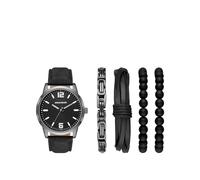 Skechers Orologio al quarzo da uomo con tre lancette analogico casual, Bracciale nero e argento, Orologio al quarzo