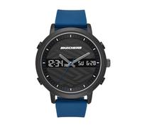Skechers Orologio Lawndale da uomo, movimento Ana-Digi, cassa in lega nera da 46 mm con cinturino in silicone, SR5072