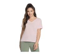 Skechers Pima V-Neck Tee T-Shirt, Rosa Chiaro, M Donna