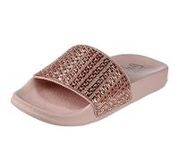 Skechers Pop Ups New Spark, Zoccoli Donna, Rose Gold Canvas Rhinestone Trim, 39 EU
