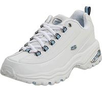 Skechers Premium - Scarpe da Ginnastica da Donna, Bianco (Bianco Blu), 2 UK