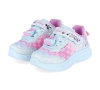 Skechers Ragazze Power Jams 2.0 - Graziose scarpe da ginnastica con ciondoli mini bag, Aqua Sparkle Mesh/Multi Trim, 7 Toddler