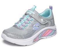 Skechers Bambina S-Lights: Rainbow Cruisers - Glitzy Glow Sneaker in Argento/Blu, Taglia 27.5