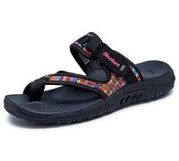 Skechers Reggae-Mad Swag-Toe Thong Woven Sandal, Donna, Nero, 38.5 EU