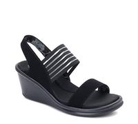 Skechers Rumbers - Sci Fi, Sandali con Cinturino alla Caviglia Donna, Nero, 40 EU