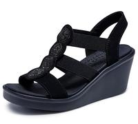 Skechers Rumble On - Camp Glam Sandali da donna, Nero/nero, 36 EU