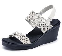 Skechers Rumble On-Sassy DayZ, Sandali con Zeppa Donna, Bianco, 41 EU