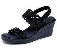 Skechers Rumble on-Sassy DayZ, Sandali con Zeppa Donna, Nero, 35 EU