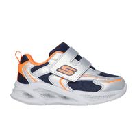 Skechers S-Lights: Meteor-Lights - Glow Spike Sneaker in Argento/Arancione, Taglia 22