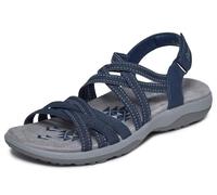Skechers Sandali Bassi da Donna Reggae Slim Summer Getaway, Blu Navy, 37