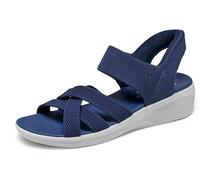 Skechers Sandali da donna Arya-Cooling Off Hands Free Slip-in con zeppa, Navy, 38 EU