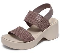 Skechers Sandali da donna Cali Day con zeppa, Marrone, 38 EU