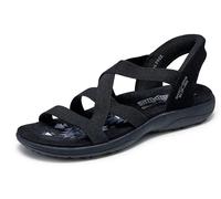 Skechers Sandali da donna Reggae Slim Stretch Flex, Nero, 39 EU