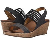 Skechers Cali Women's Rumblers-Sci-Fi Wedge Sandal, Black, 8 W Us, Zeppa Donna, Nero, 38 EU Larga