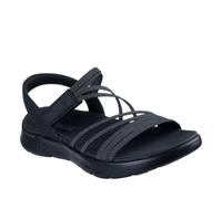 Skechers Sandali Donna Elasticizzati con Memory Foam e Chiusura a Strappo Nere