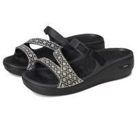 Skechers Sandalo con zeppa da donna, nero, 40 EU