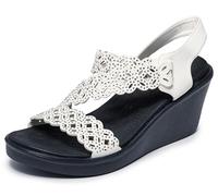 Skechers Sandalo da donna con zeppa Rumble on-Sassier DayZ, bianco, 36 EU