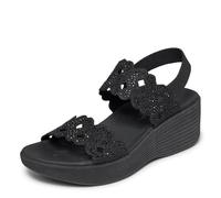 Skechers Sandalo da donna Parallel Lite-Sassy DayZ 2.0 con zeppa, Nero/nero, 10