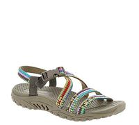 Skechers Sandalo da donna Reggae-Sew Me-Boho con cinturino intrecciato, Talpa multicolore., 38.5 EU