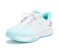 Skechers Scarpe da Ginnastica da Donna Viper Court Reload Hands Free Slip-ins, Bianco Turchese Rosa, 36 EU